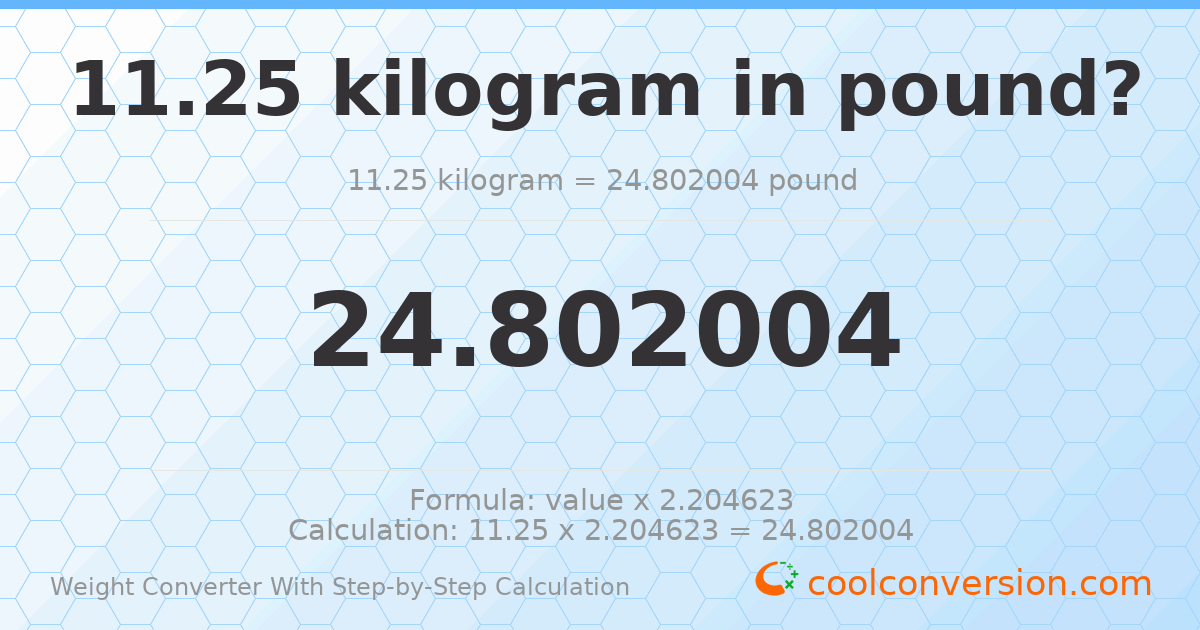 11.25 kilograms = 24.802 pounds
