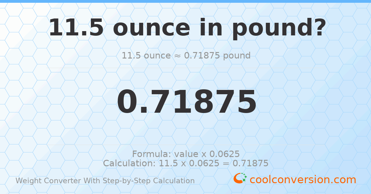 11.5 ounces = 0.71875 pounds
