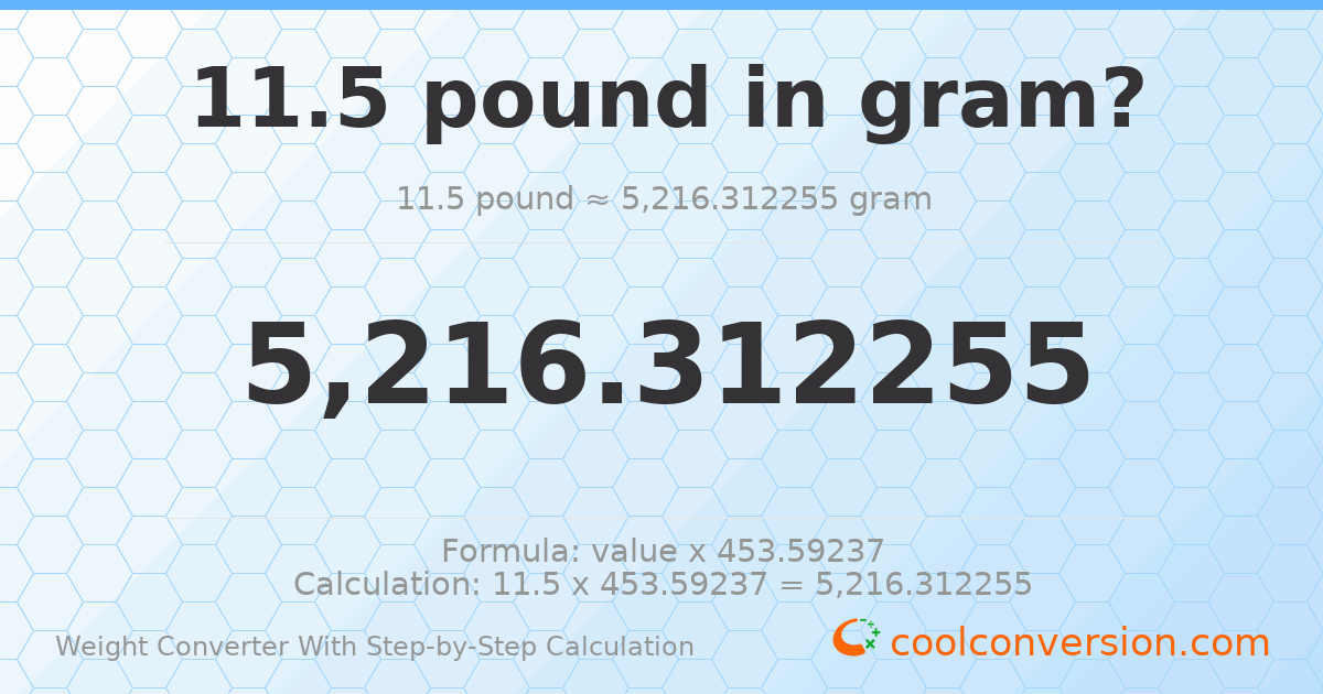 11.5 pounds = 5216.31 grams