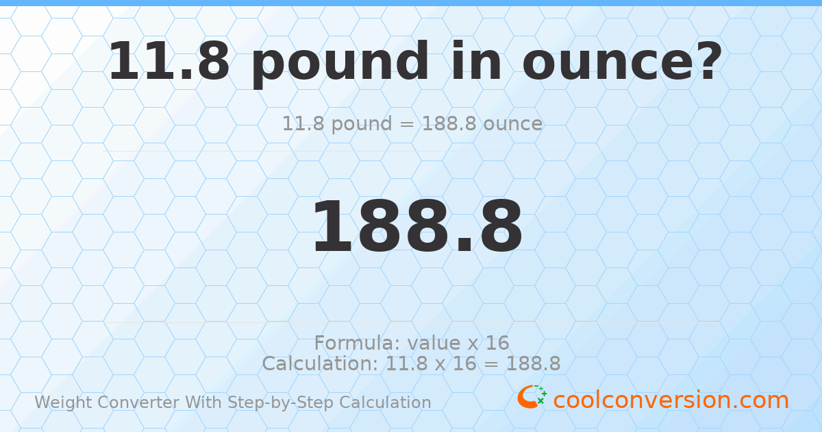 11.8 pounds = 188.8 ounces
