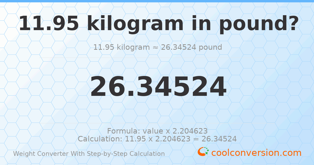 11.95 kilograms = 26.3452 pounds