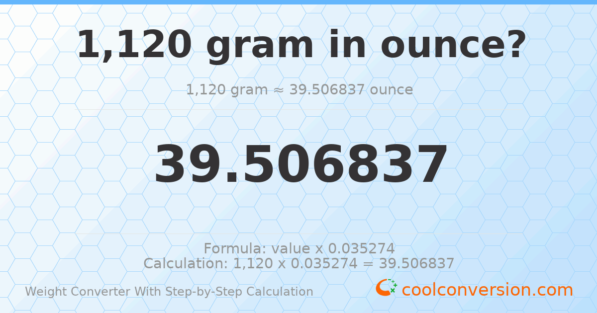 1120 grams = 39.5068 ounces