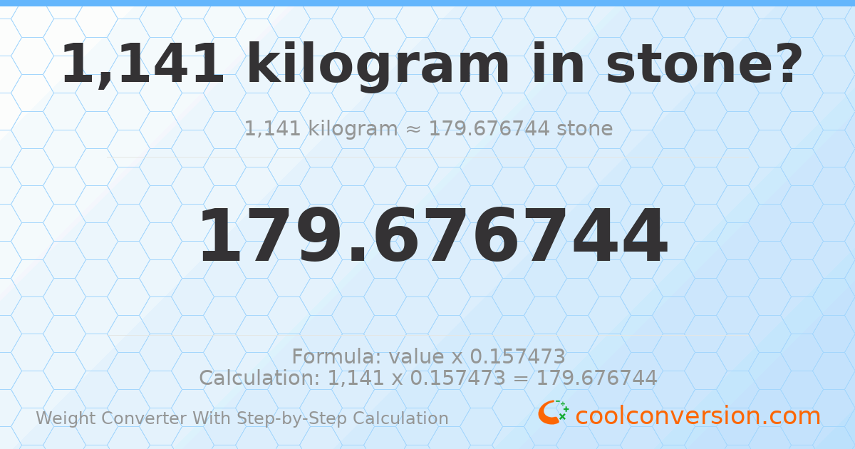1141 kilograms = 179.677 stones