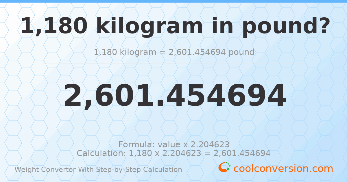 1180 kilograms = 2601.45 pounds