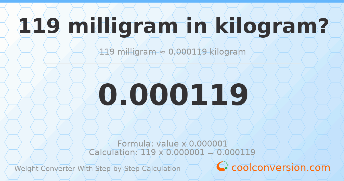 119 milligrams = 0.000119 kilograms