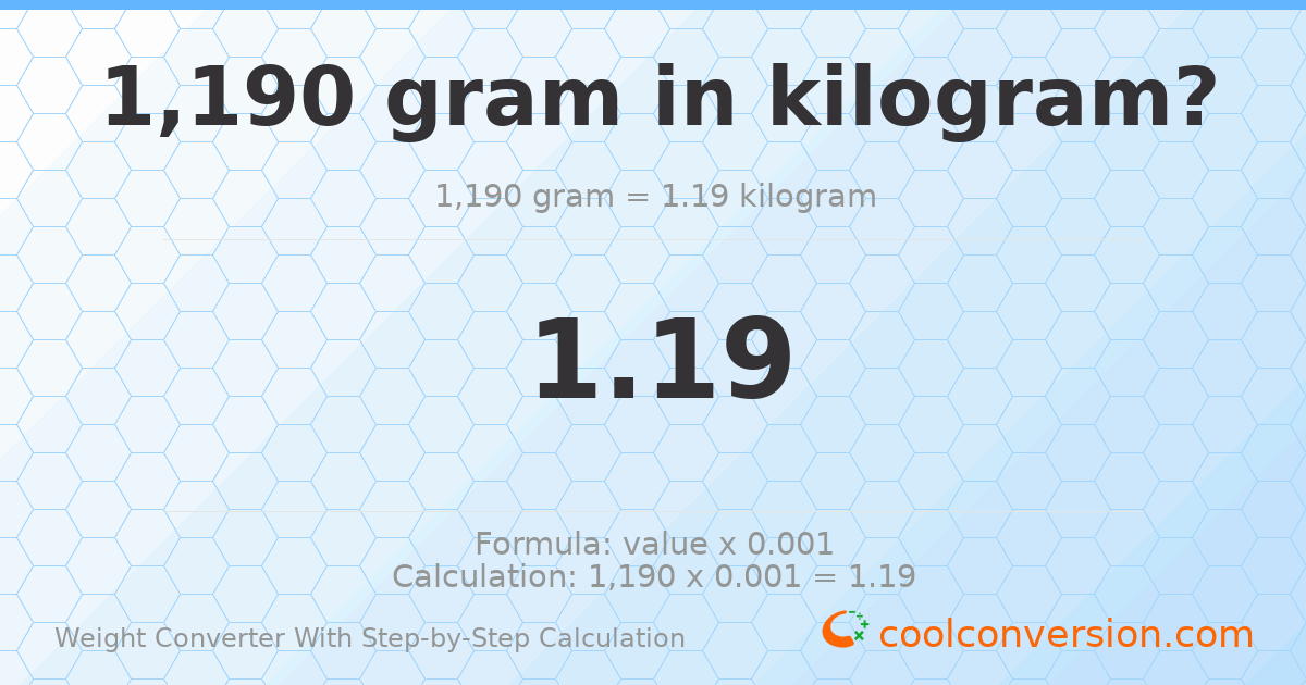 1190 grams = 1.19 kilograms