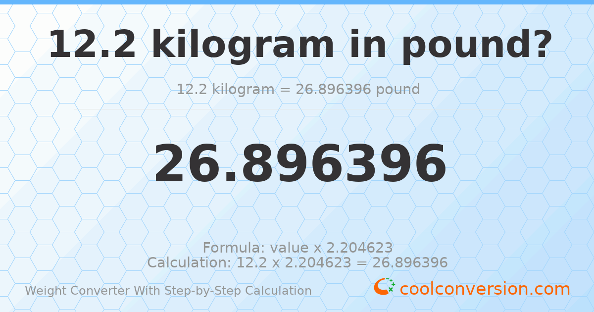 12.2 kilograms = 26.8964 pounds