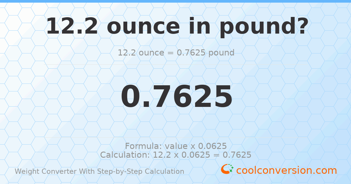 12.2 ounces = 0.7625 pounds