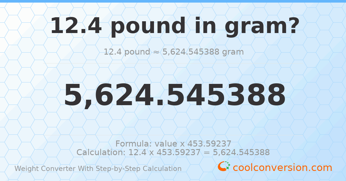 12.4 pounds = 5624.55 grams
