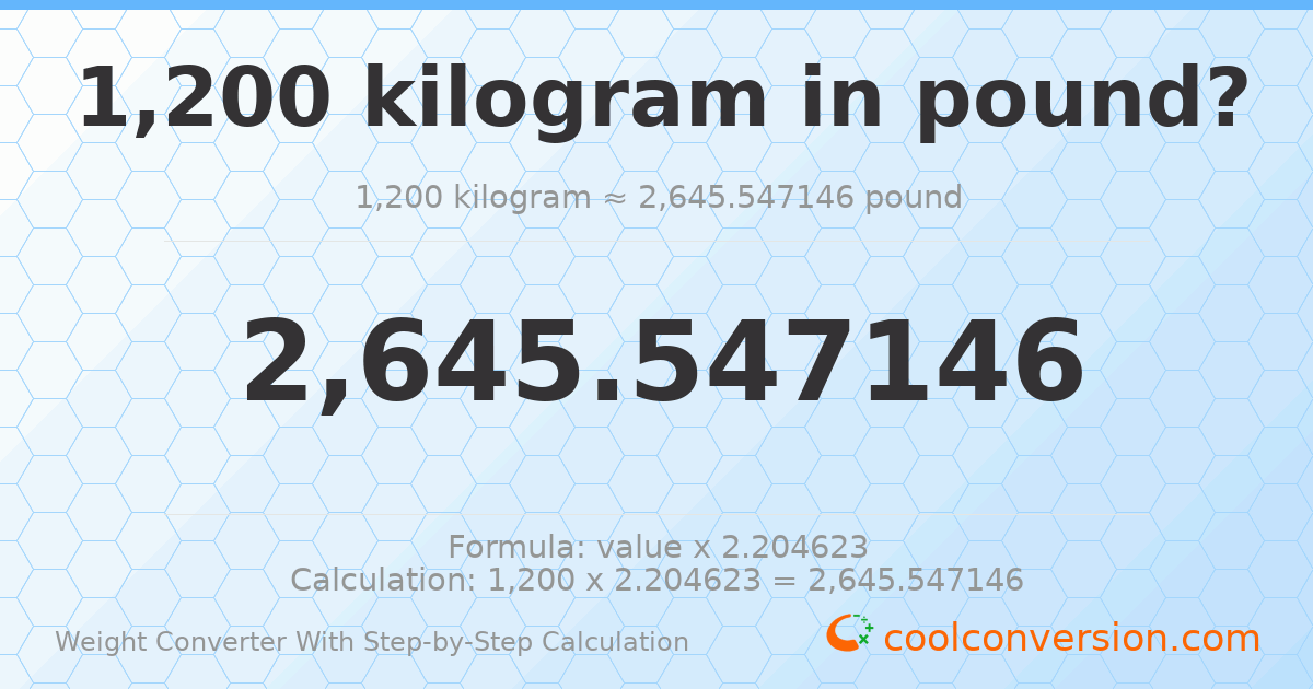 1200 kilograms = 2645.55 pounds