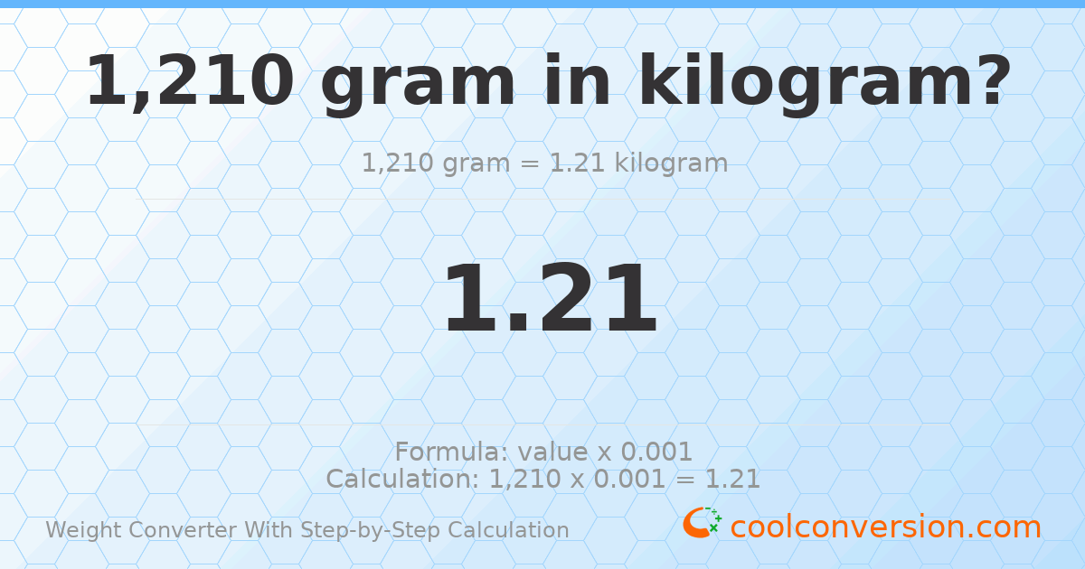 1210 grams = 1.21 kilograms