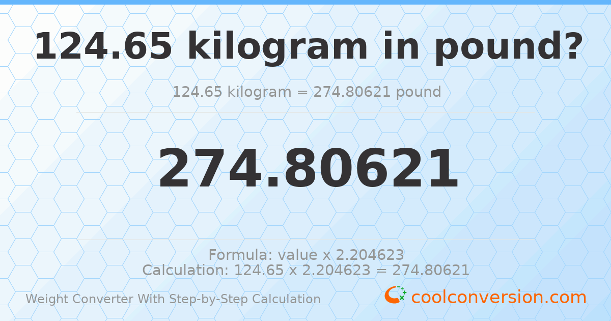 124.65 kilograms = 274.806 pounds