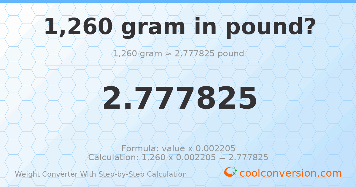 1260 grams = 2.77782 pounds