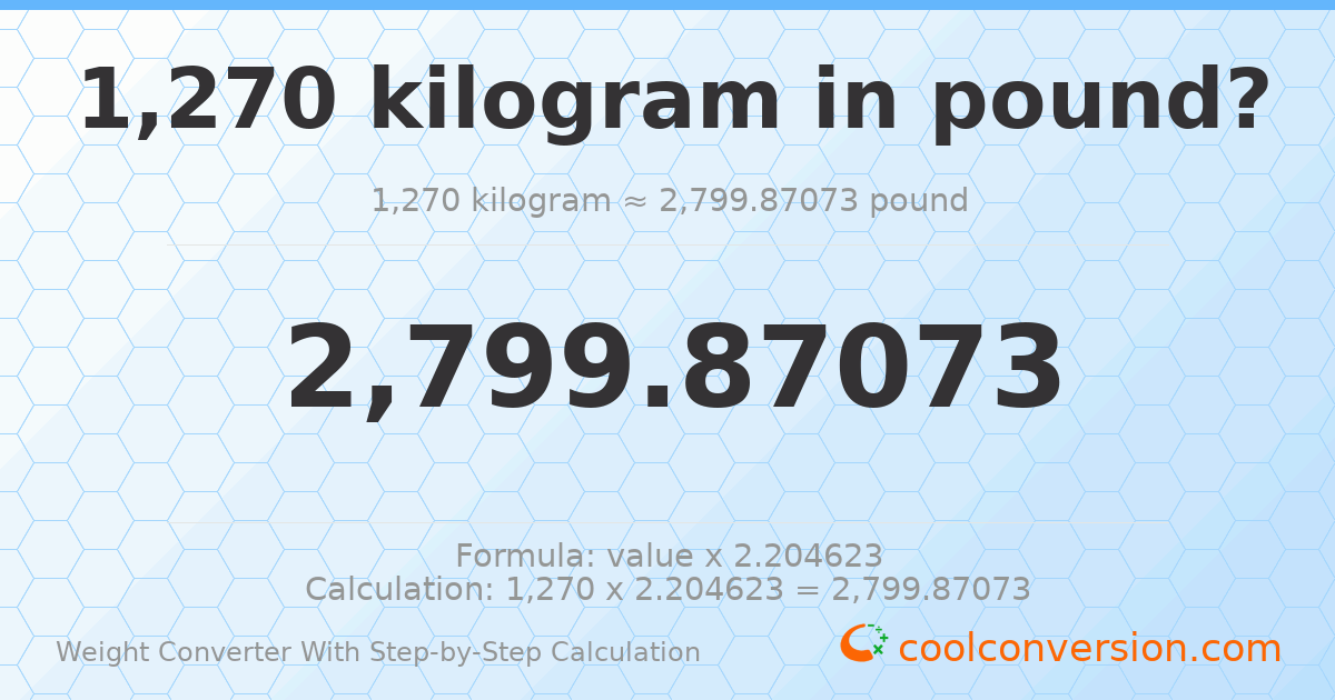 1270 kilograms = 2799.87 pounds