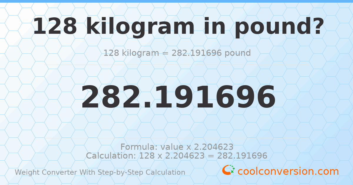128 kilograms = 282.192 pounds
