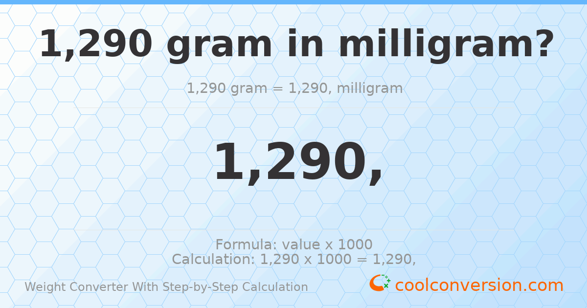 1290 grams = 1290000 milligrams