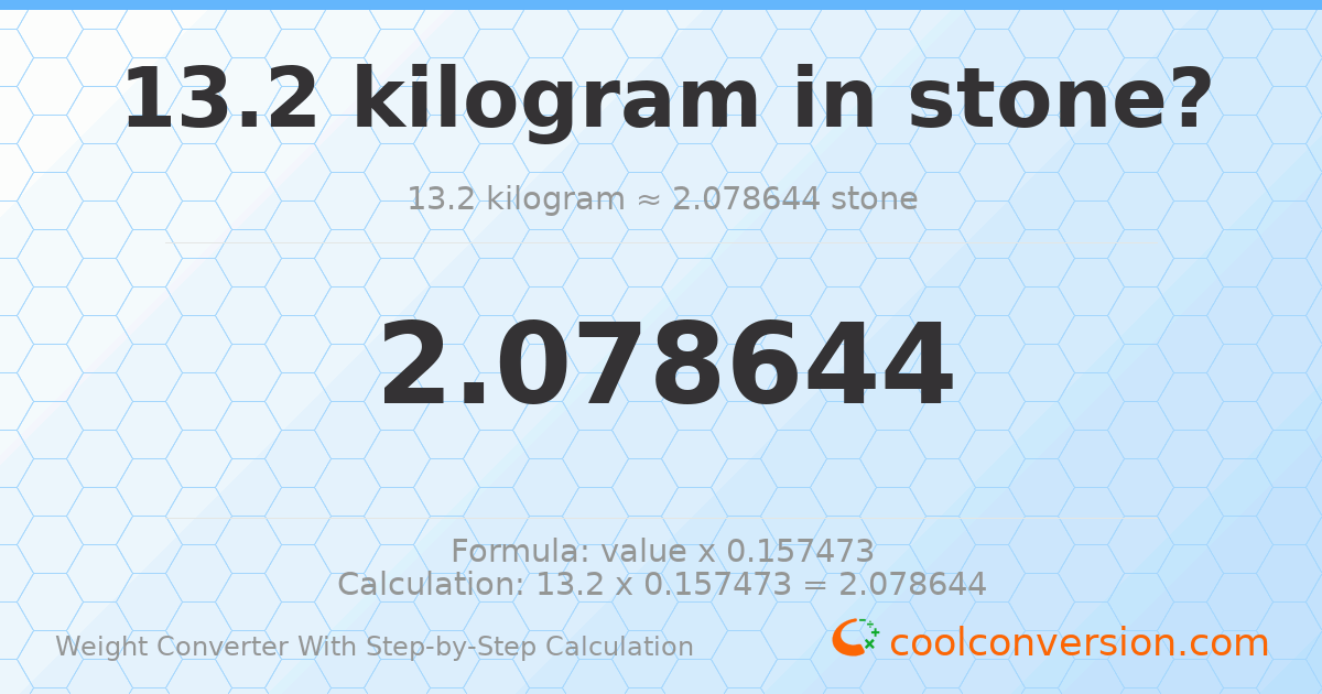 13.2 kilograms = 2.07864 stones