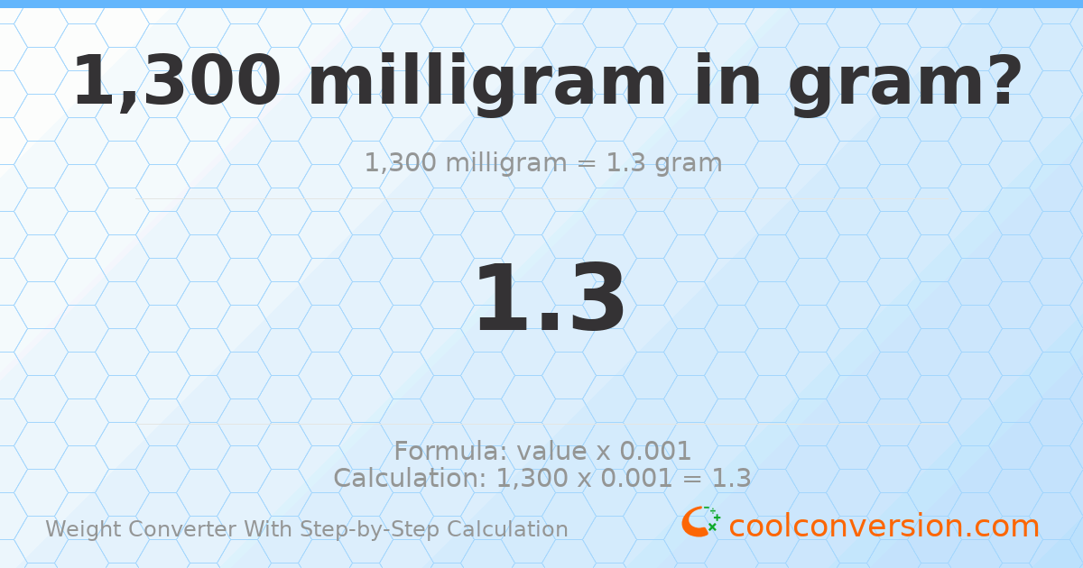 1300 milligrams = 1.3 grams