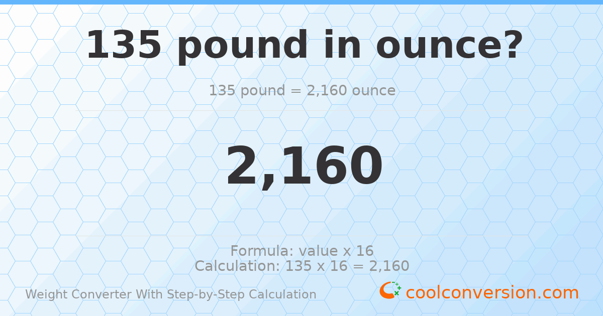 135 pounds = 2160 ounces
