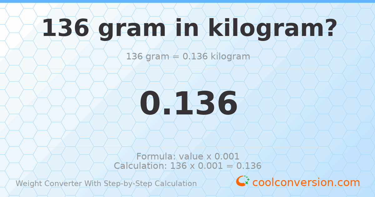 136 grams = 0.136 kilograms