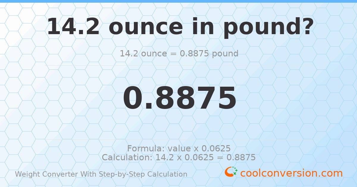 14.2 ounces = 0.8875 pounds