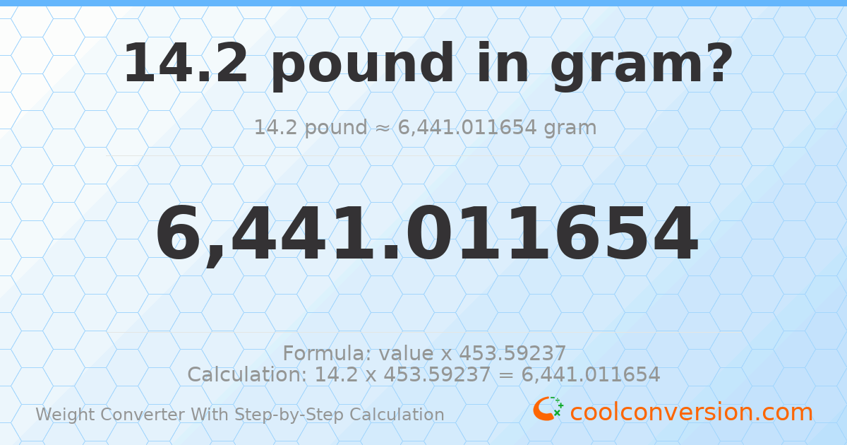 14.2 pounds = 6441.01 grams
