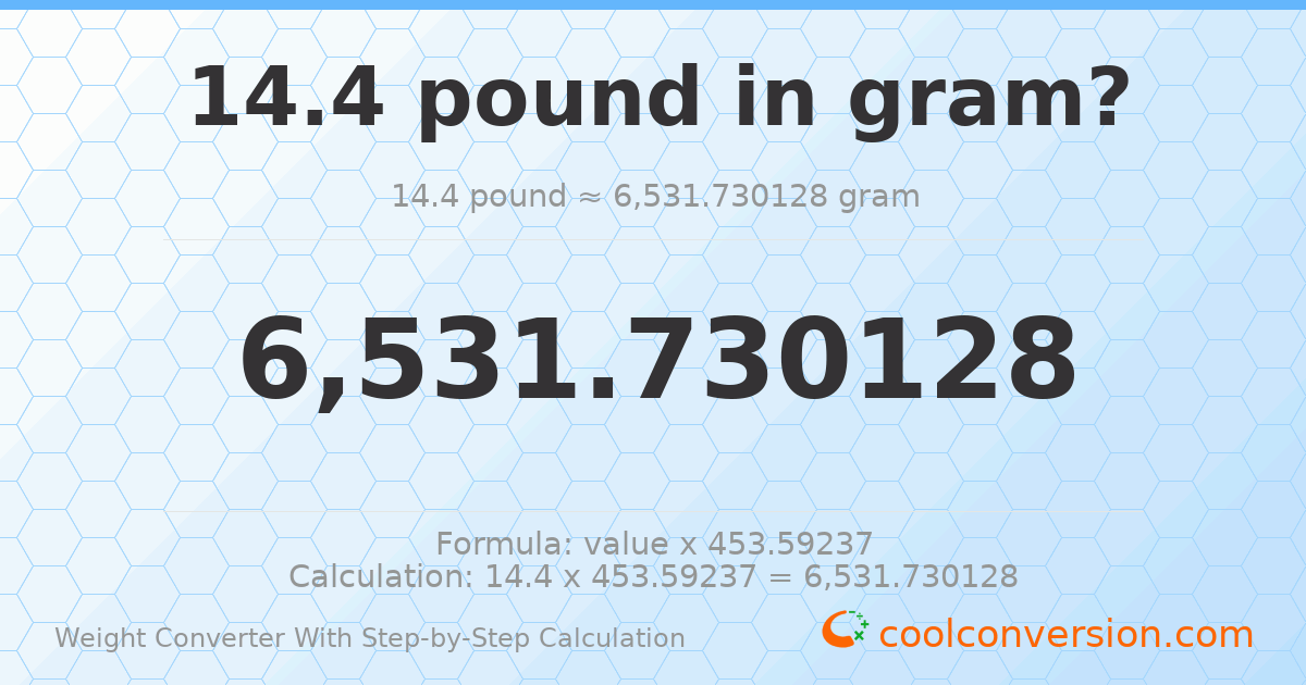 14.4 pounds = 6531.73 grams