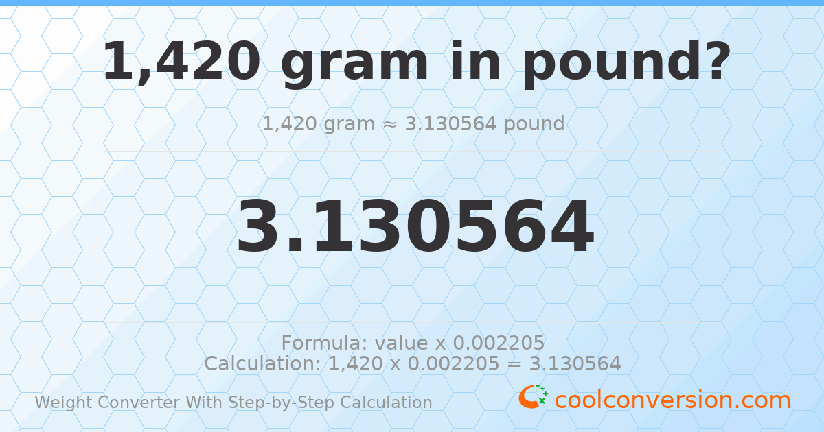 1420 grams = 3.13056 pounds