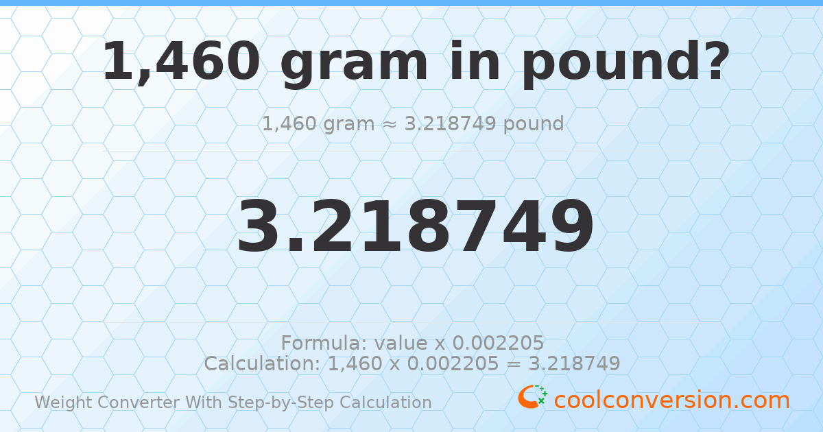 1460 grams = 3.21875 pounds
