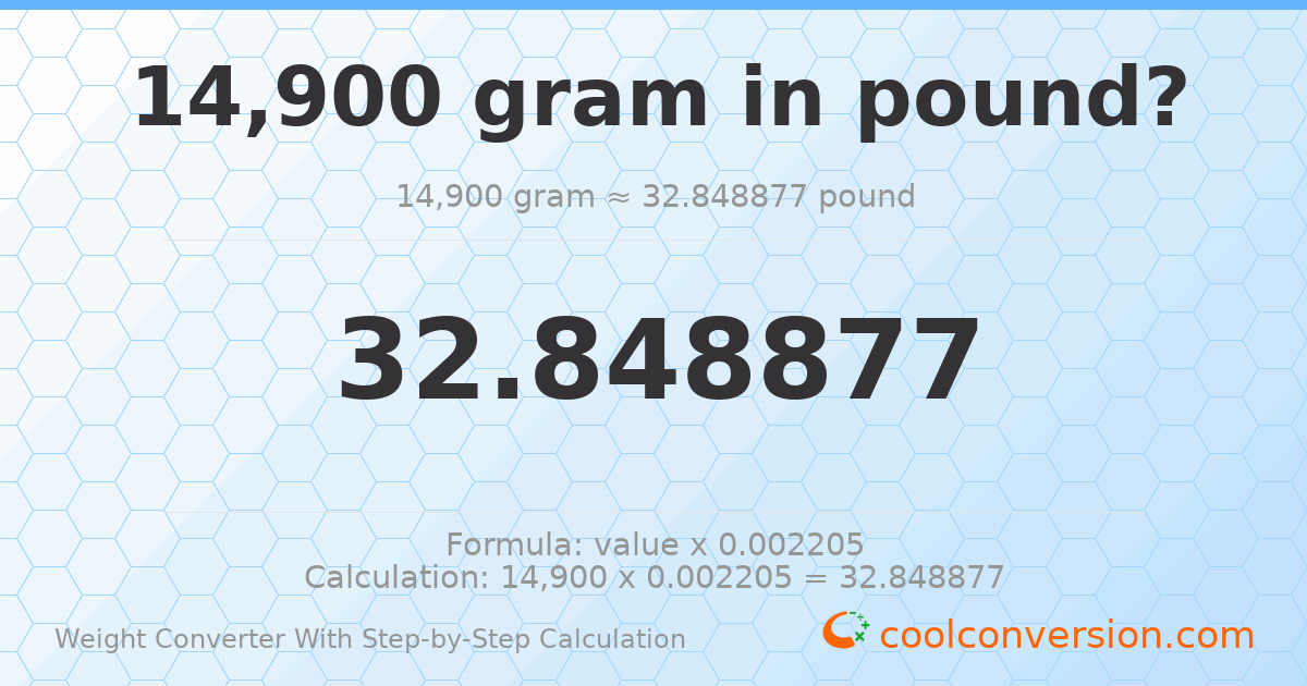 14900 grams = 32.8489 pounds