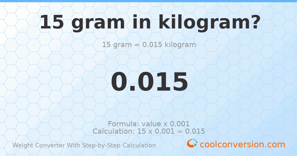 15 grams = 0.015 kilograms