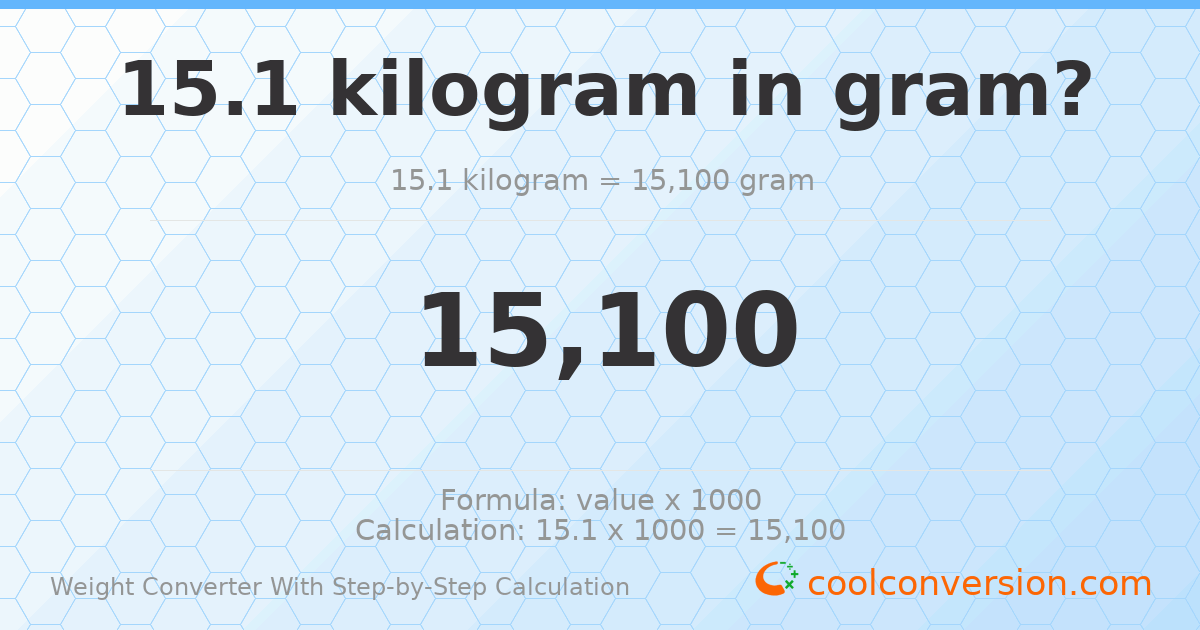 15.1 kilograms = 15100 grams