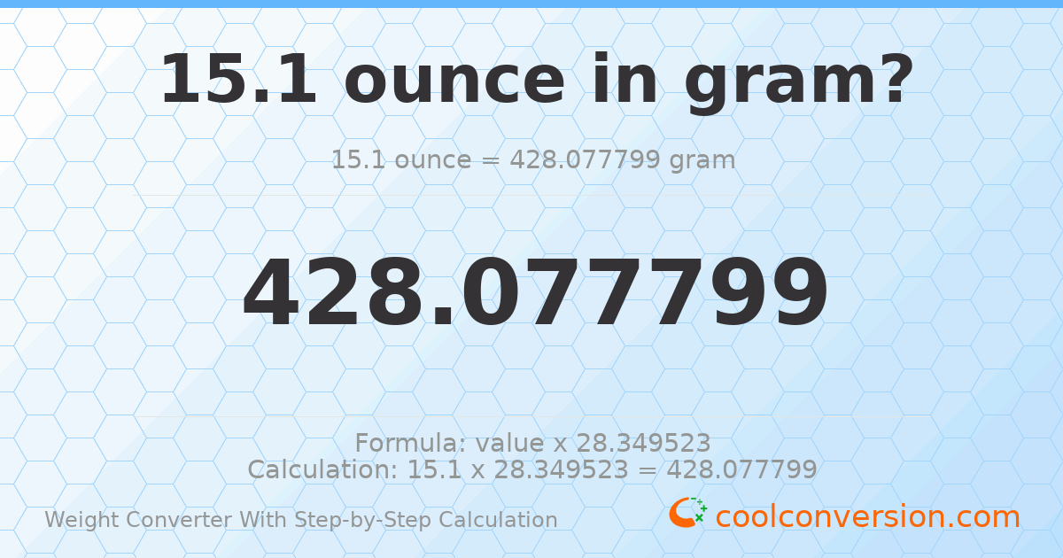 15.1 ounces = 428.078 grams