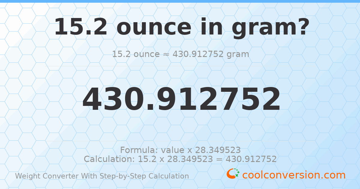 15.2 ounces = 430.913 grams