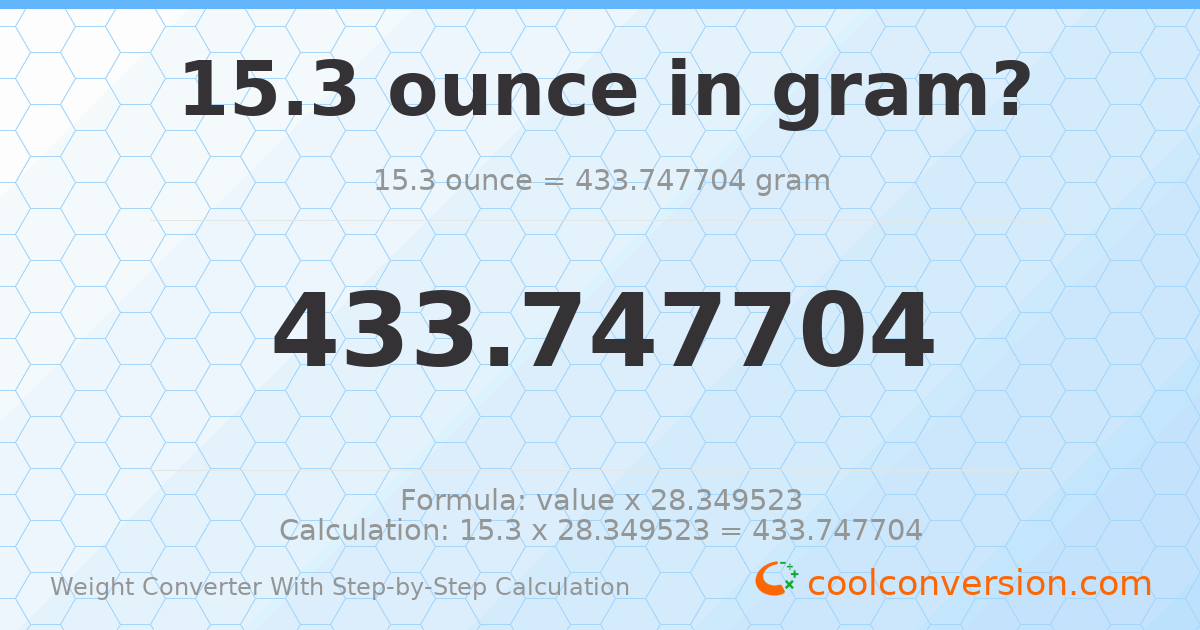 15.3 ounces = 433.748 grams