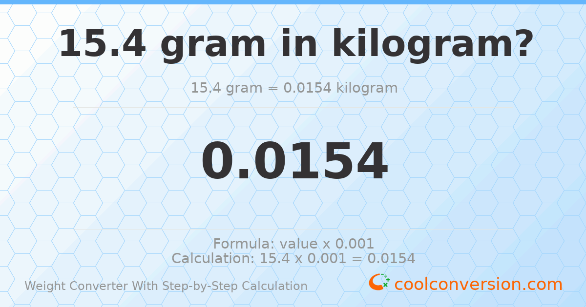 15.4 grams = 0.0154 kilograms