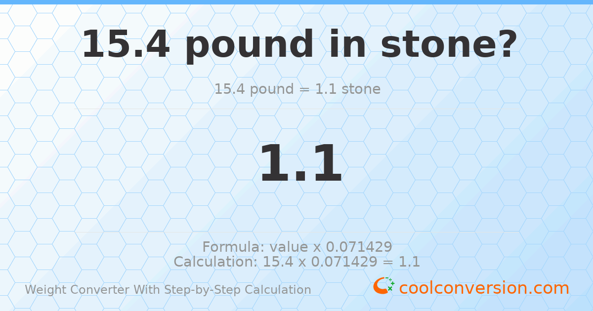 15.4 pounds = 1.1 stones
