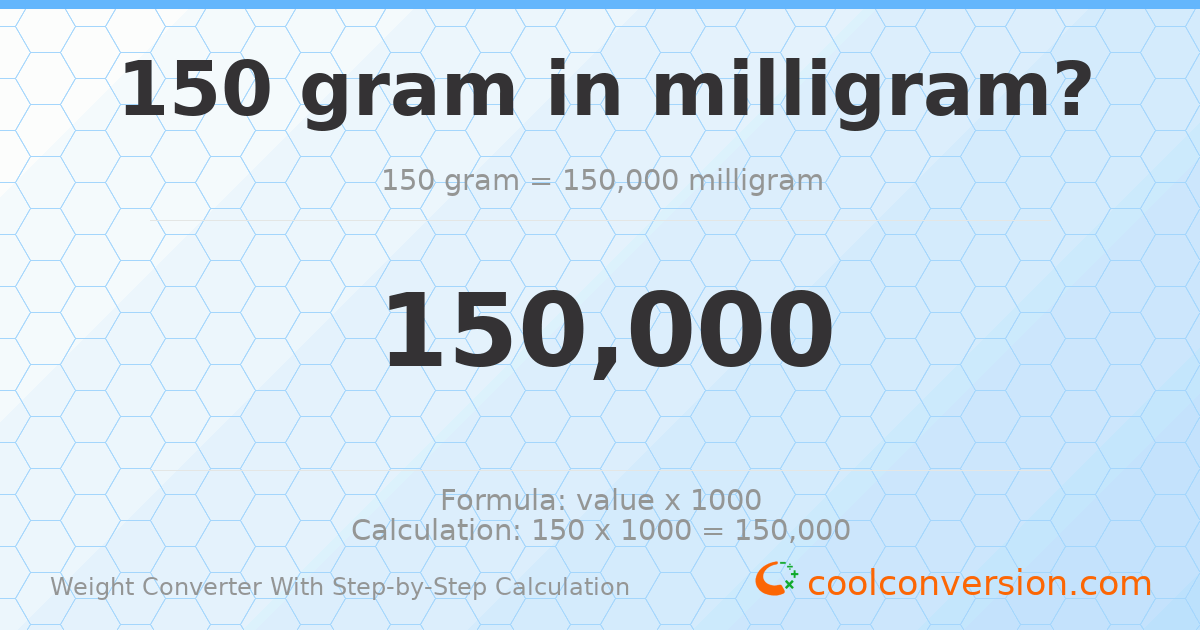 150 grams = 150000 milligrams
