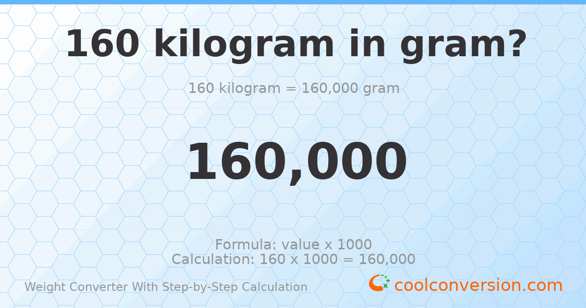 160 kilograms = 160000 grams