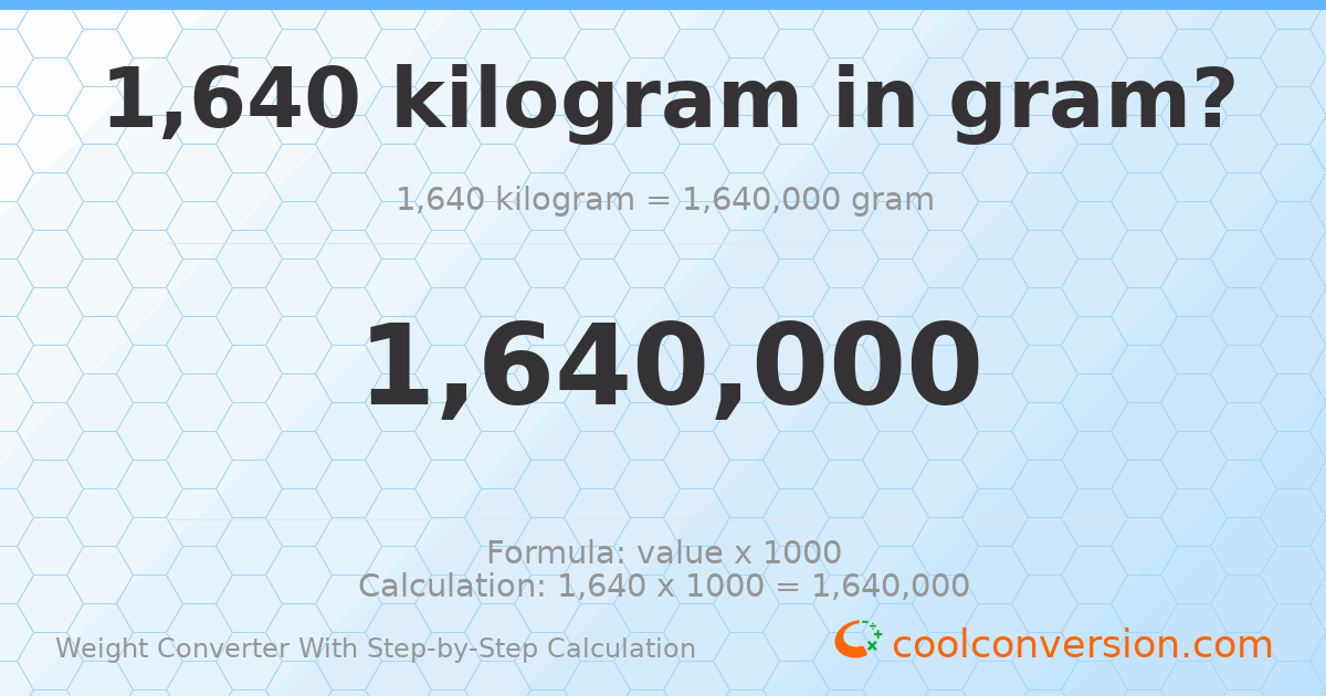 1640 kilograms = 1640000 grams