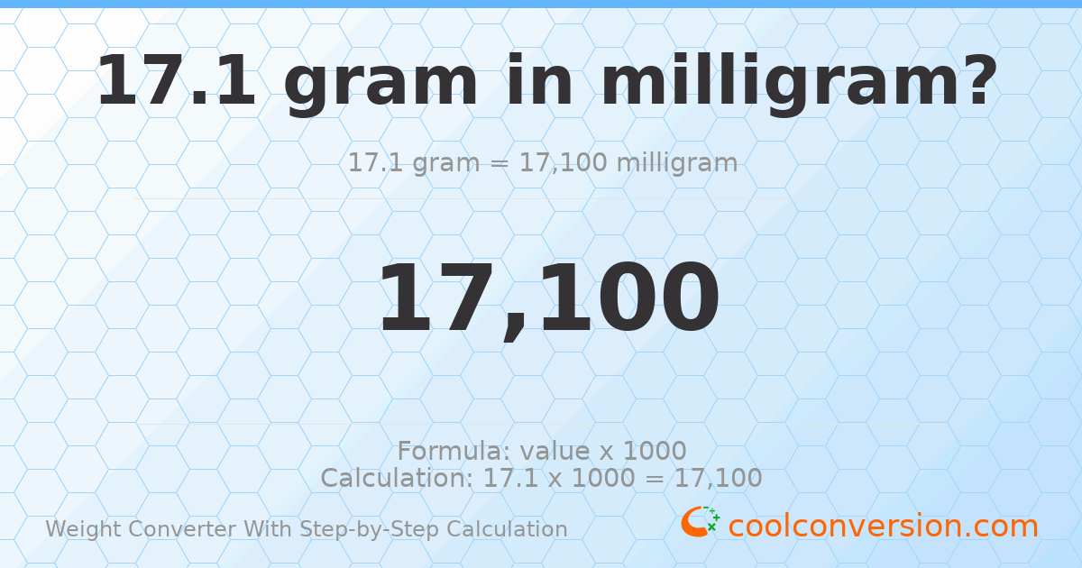 17.1 grams = 17100 milligrams