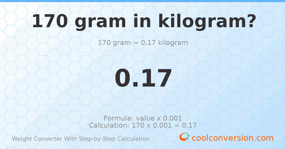 170 grams = 0.17 kilograms