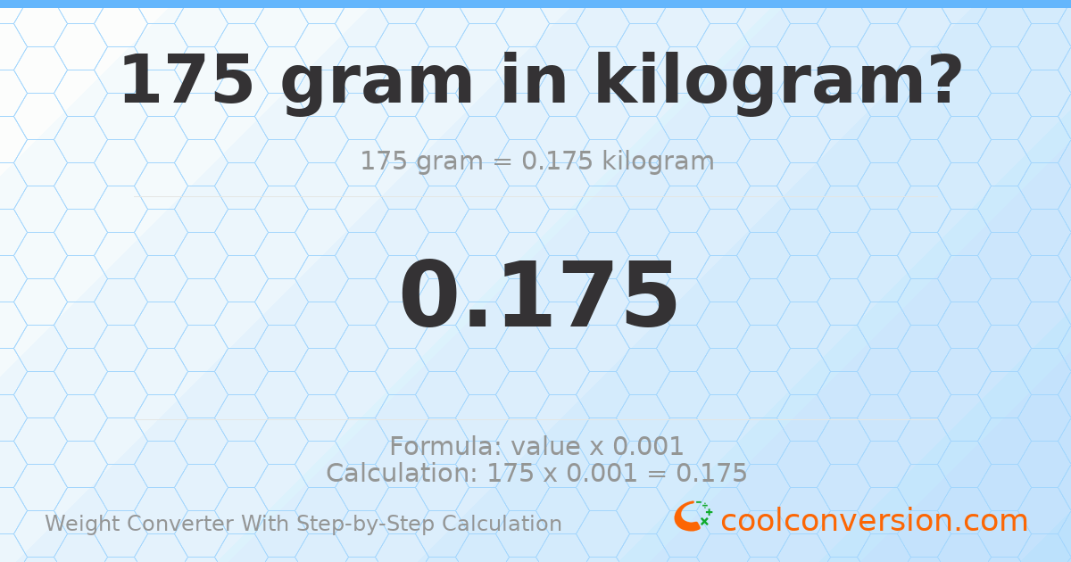 175 grams = 0.175 kilograms