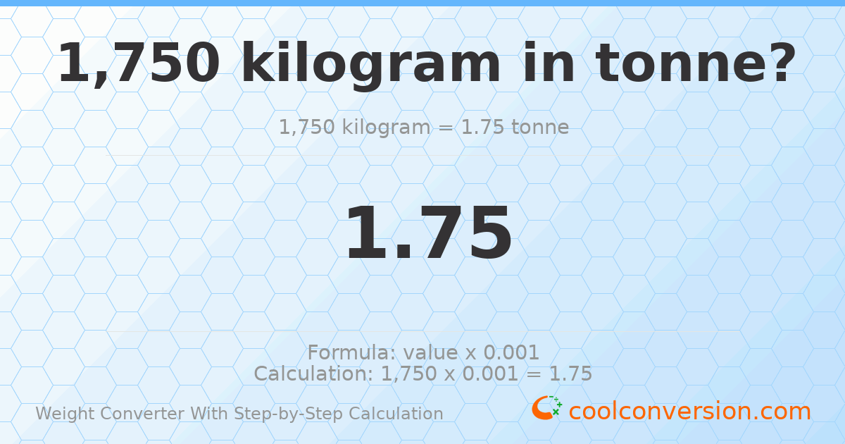1750 kilograms = 1.75 tonnes