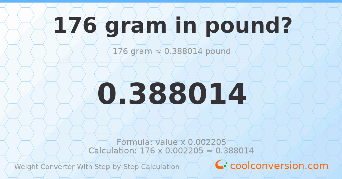 176 grams = 0.388014 pounds