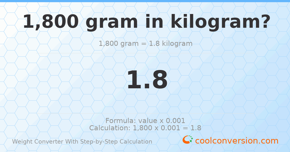 1800 grams = 1.8 kilograms