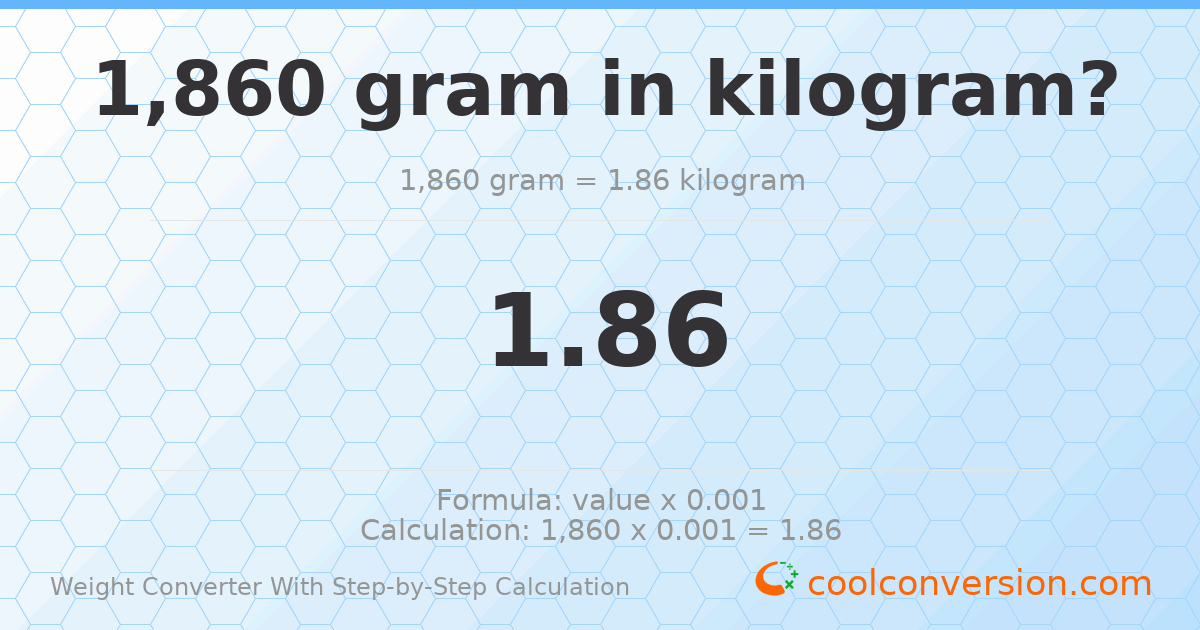1860 grams = 1.86 kilograms