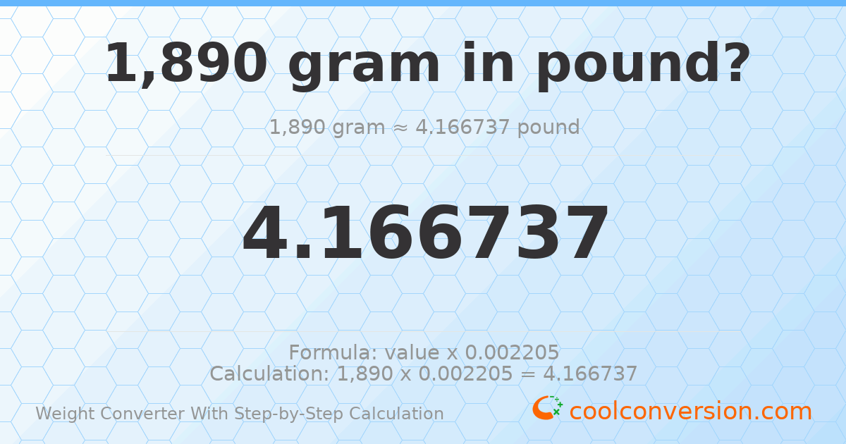 1890 grams = 4.16674 pounds