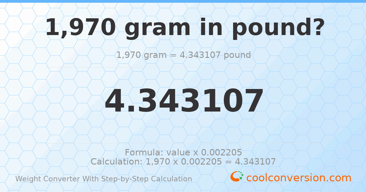 1970 grams = 4.34311 pounds
