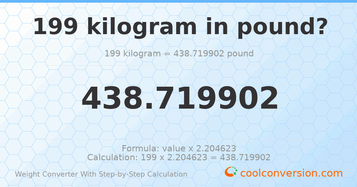 199 kilograms = 438.72 pounds
